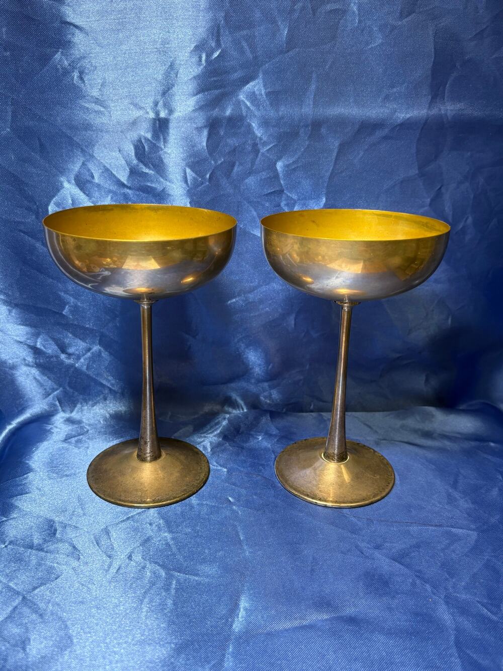 Vintage Pair of Leonard Italy Silver Plated Goblets